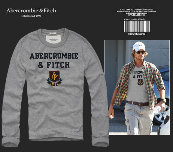 Abercrombie Fitch Hombres De Cuello Redondo Con Gente Fotos Largo Remera AF6101